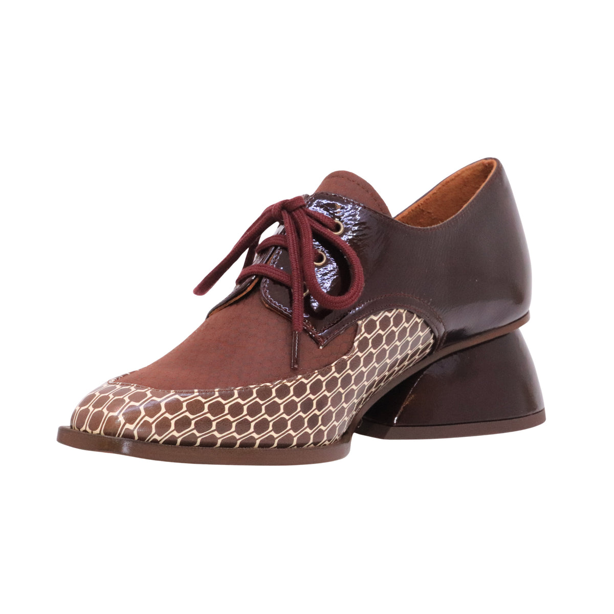 Chie Mihara Caligo Multi scarpa donna con lacci in pelle multicolor marrone e bordeaux 