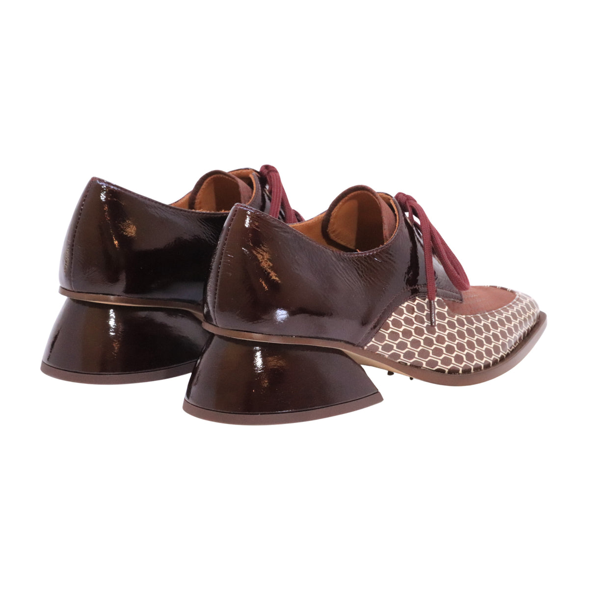 Chie Mihara Caligo Multi scarpa donna con lacci in pelle multicolor marrone e bordeaux 