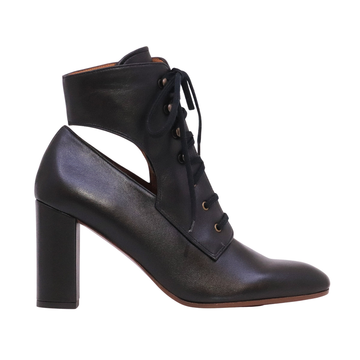 Chie Mihara Etiyan Nero stivaletto donna in pelle nera con lacci e tacco 7,5 cm 