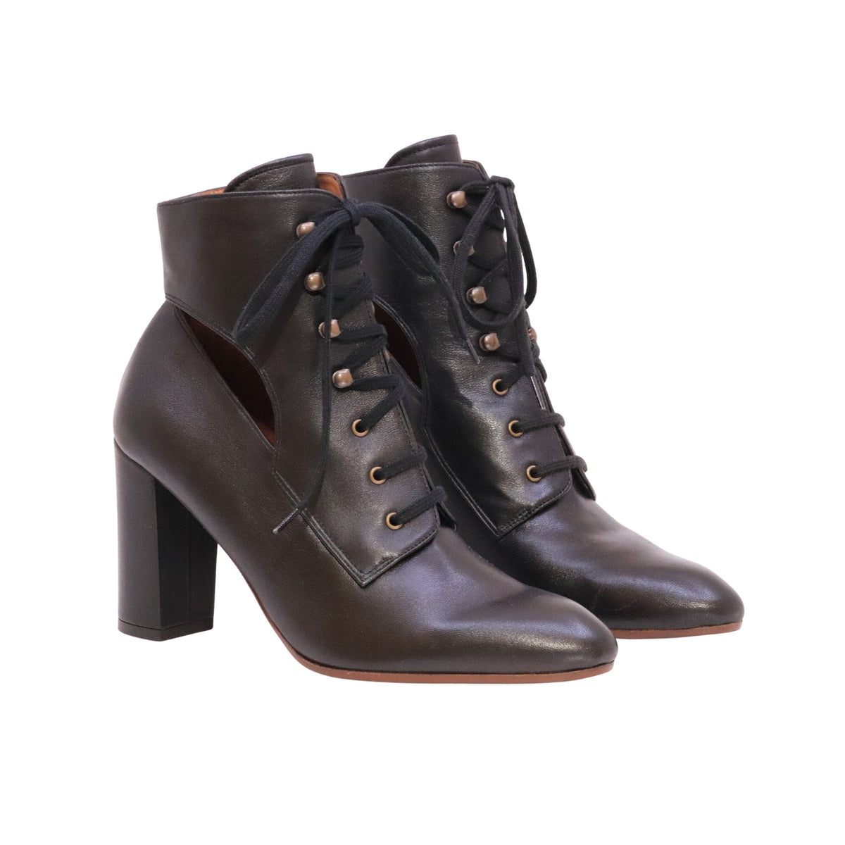 Chie Mihara Etiyan Nero stivaletto donna in pelle nera con lacci e tacco 7,5 cm 