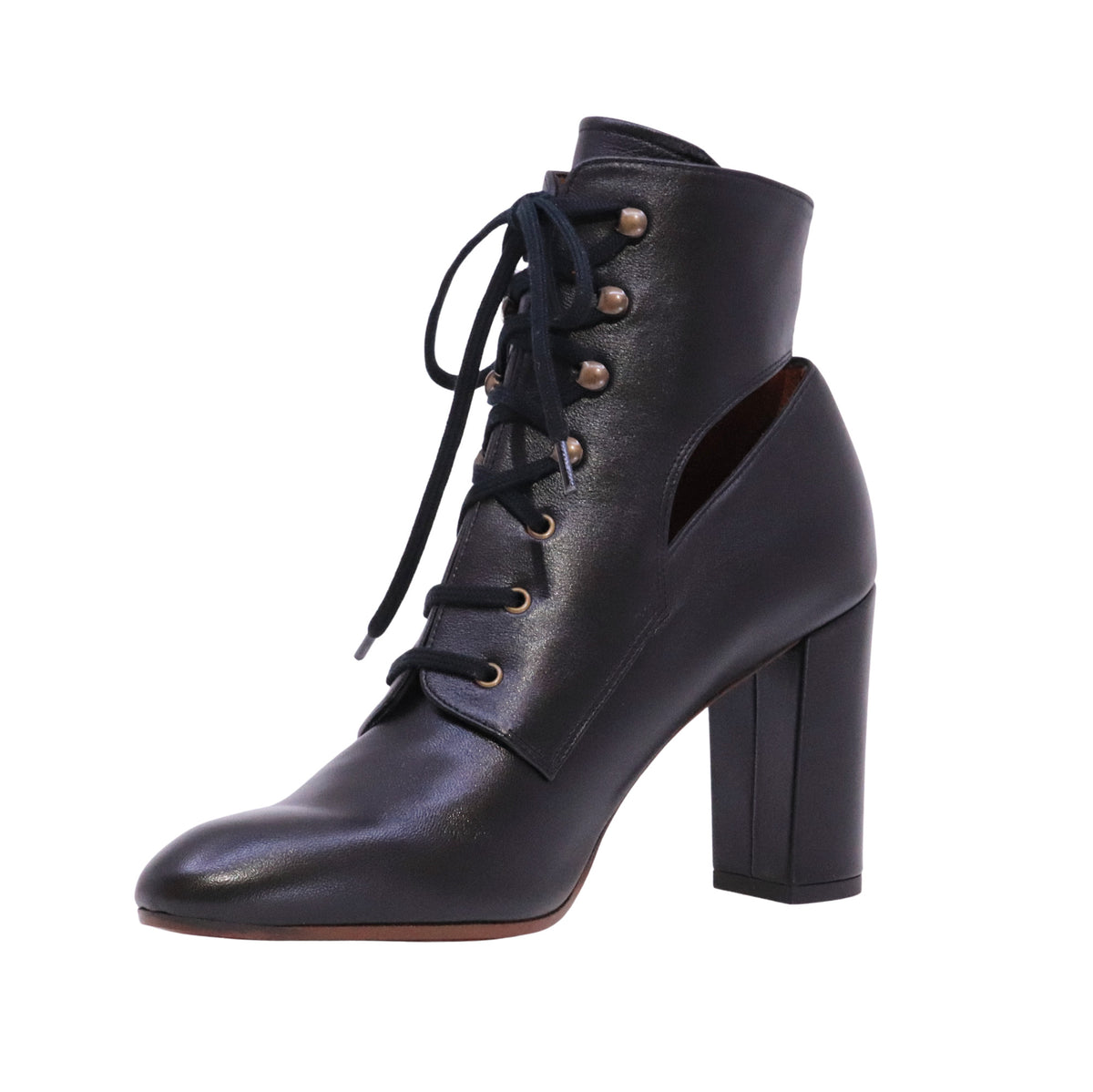 Chie Mihara Etiyan Nero stivaletto donna in pelle nera con lacci e tacco 7,5 cm 