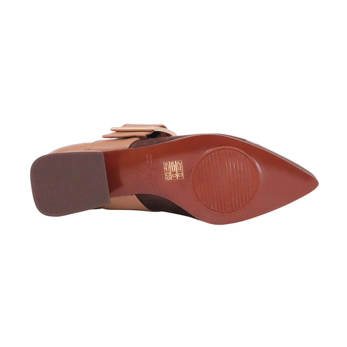Chie Mihara Hebas49 Multi décolleté donna in camoscio e pelle marrone con fibbia 