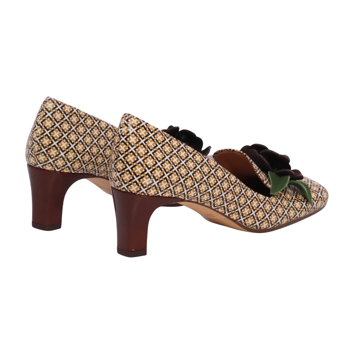 Chie Mihara Shuz Multi décolleté donna con tacco in pelle fantasia e fiore 