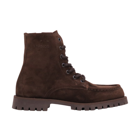 Copenhagen Studios CPH849 Suede Chocolate stivaletto allacciato donna in camoscio marrone 