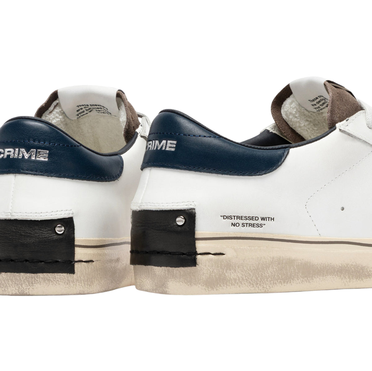 Crime London Distressed 2.0 Navy Oak 10055 sneaker uomo in pelle bianca e camoscio marrone 