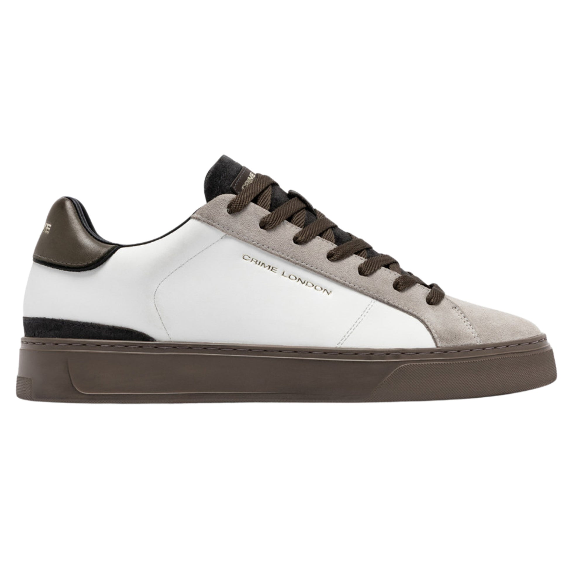 Crime London Blade Sandstone 10704 sneaker uomo in pelle bianca e camoscio tortora 