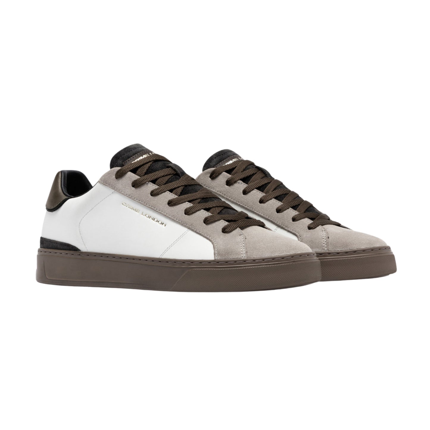 Crime London Blade Sandstone 10704 sneaker uomo in pelle bianca e camoscio tortora 