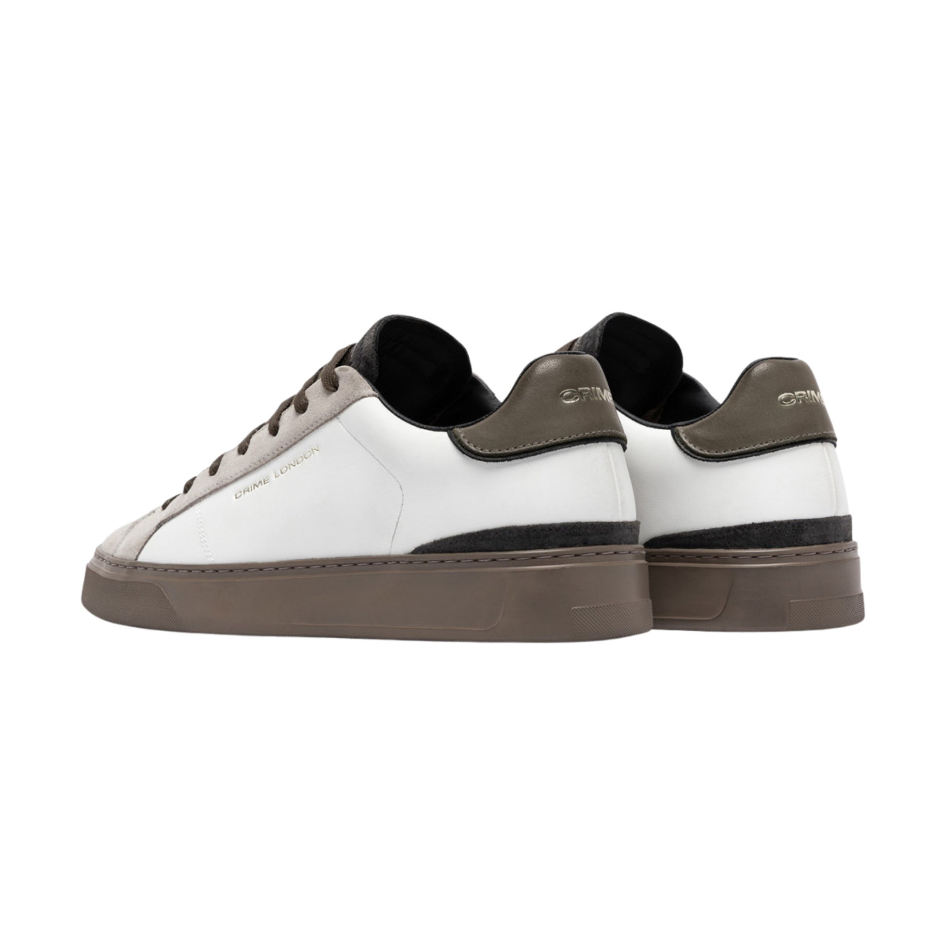 Crime London Blade Sandstone 10704 sneaker uomo in pelle bianca e camoscio tortora 