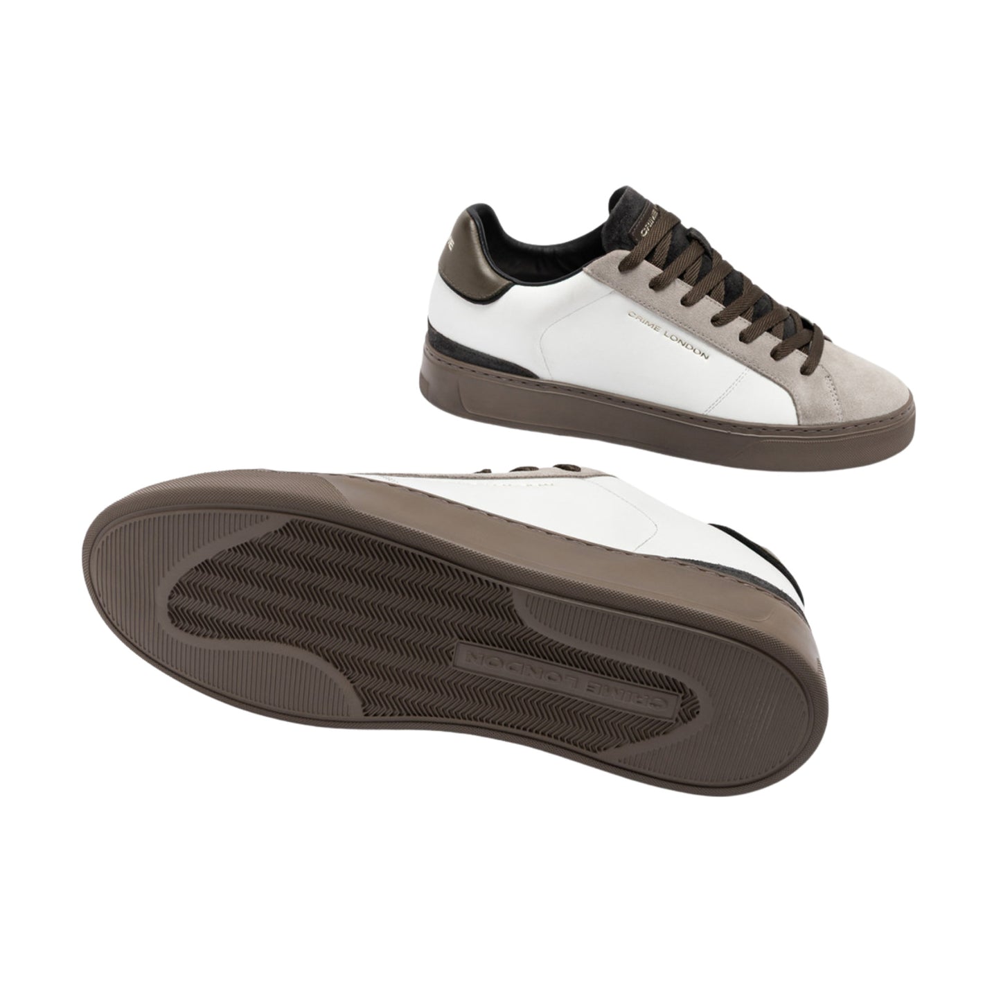 Crime London Blade Sandstone 10704 sneaker uomo in pelle bianca e camoscio tortora 