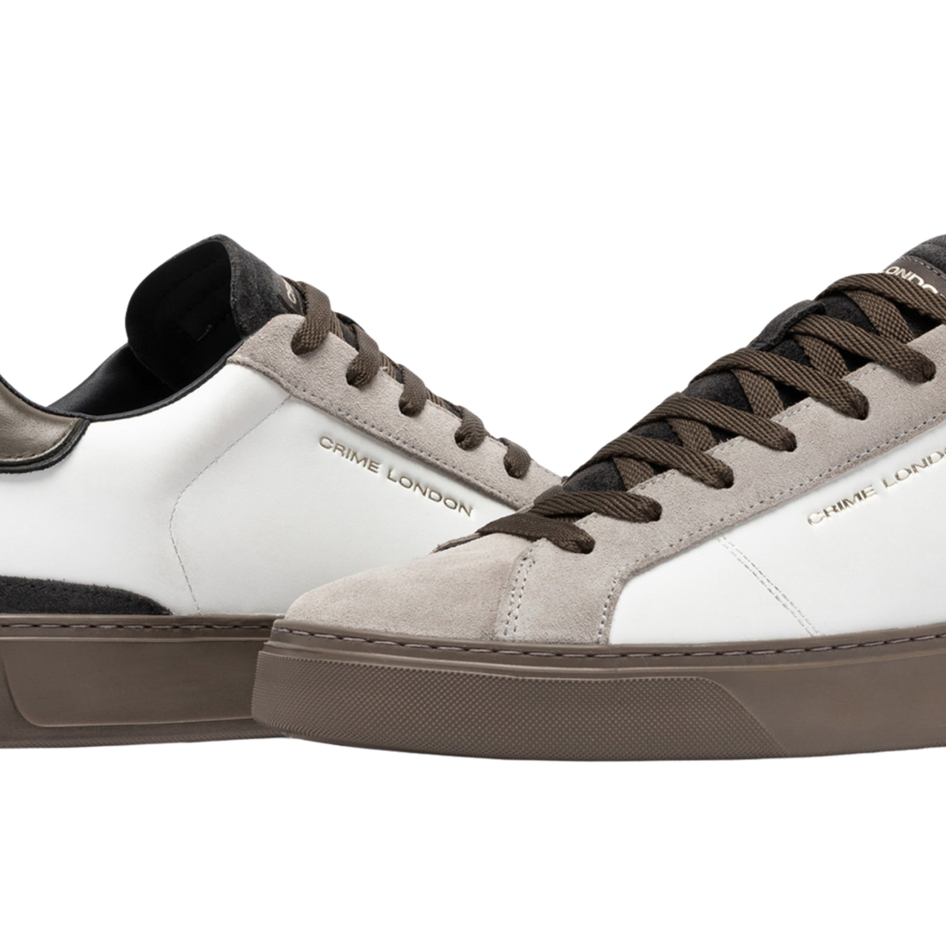 Crime London Blade Sandstone 10704 sneaker uomo in pelle bianca e camoscio tortora 
