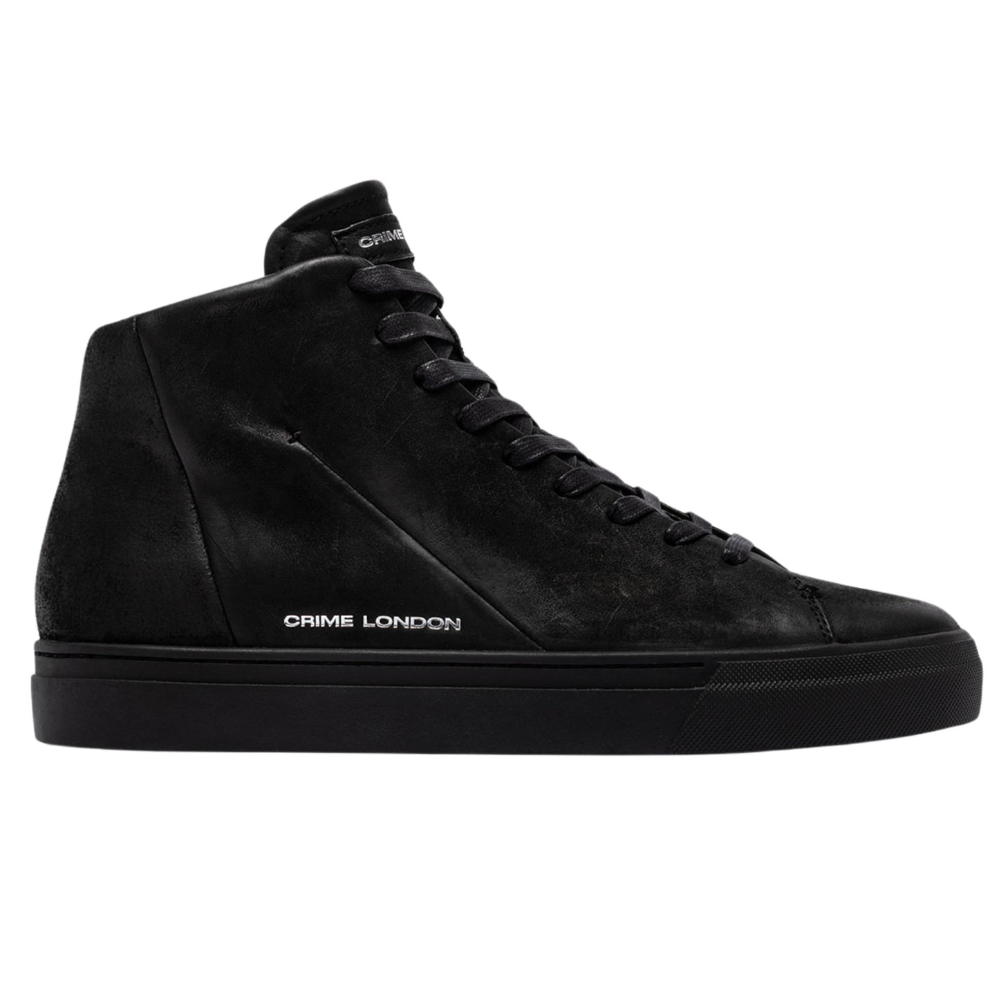 Crime London Kane Dusty Black 10830 sneaker alta uomo in pelle nera con zip 