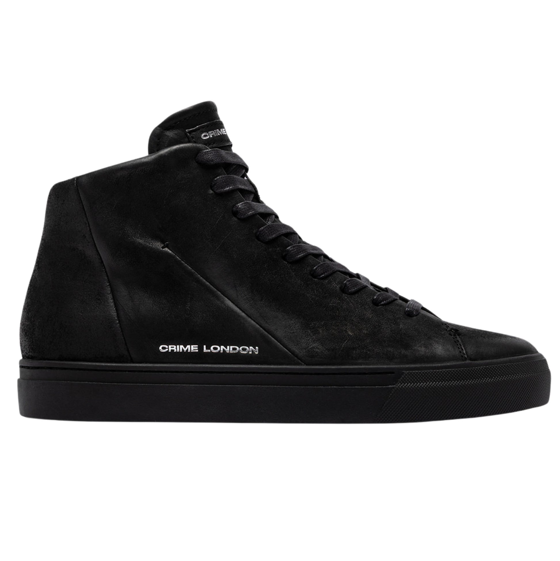 Crime London Kane Dusty Black 10830 sneaker alta uomo in pelle nera con zip 