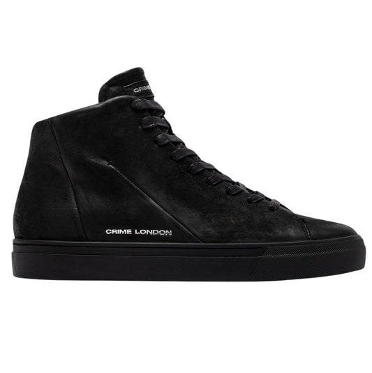 Crime London Kane Dusty Black 10830 sneaker alta uomo in pelle nera con zip 