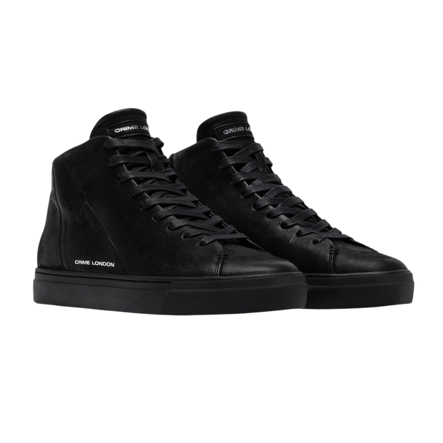 Crime London Kane Dusty Black 10830 sneaker alta uomo in pelle nera con zip 