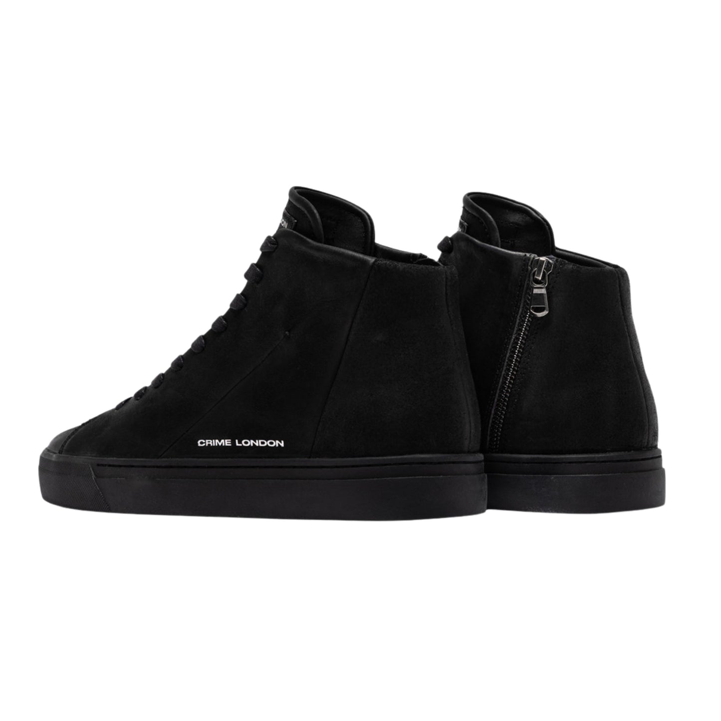 Crime London Kane Dusty Black 10830 sneaker alta uomo in pelle nera con zip 