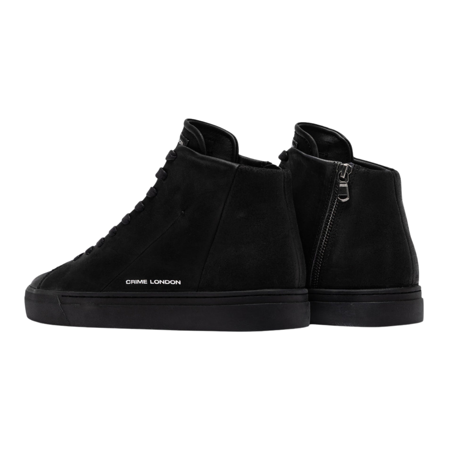 Crime London Kane Dusty Black 10830 sneaker alta uomo in pelle nera con zip 