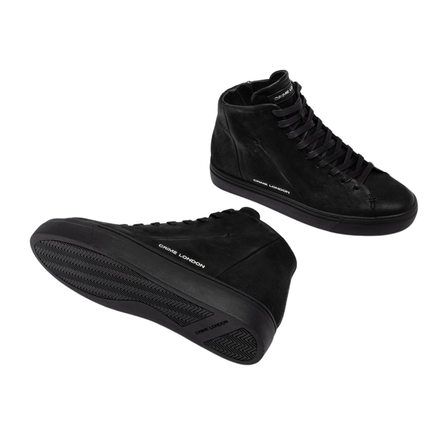 Crime London Kane Dusty Black 10830 sneaker alta uomo in pelle nera con zip 