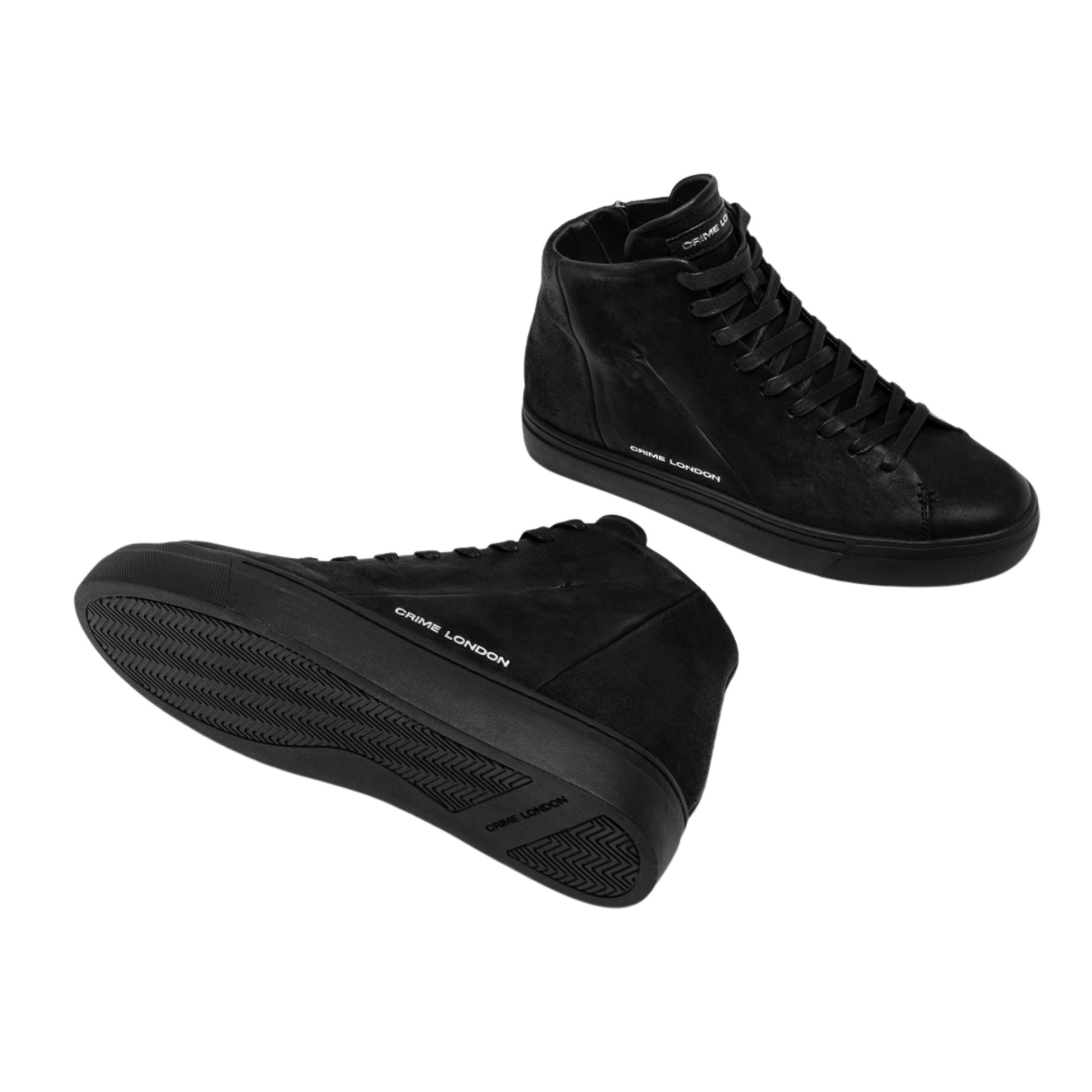 Crime London Kane Dusty Black 10830 sneaker alta uomo in pelle nera con zip 