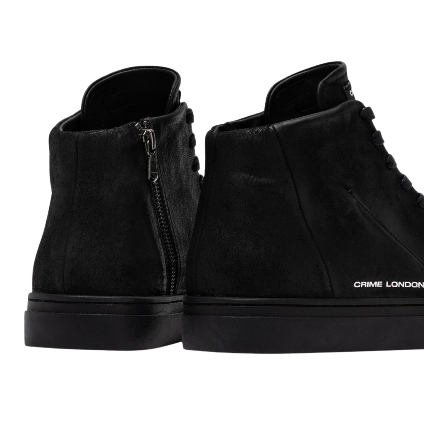Crime London Kane Dusty Black 10830 sneaker alta uomo in pelle nera con zip 