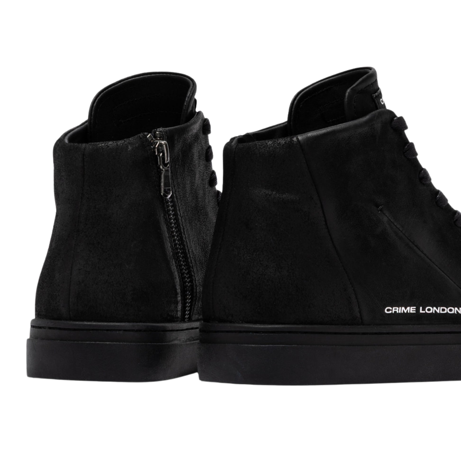 Crime London Kane Dusty Black 10830 sneaker alta uomo in pelle nera con zip 