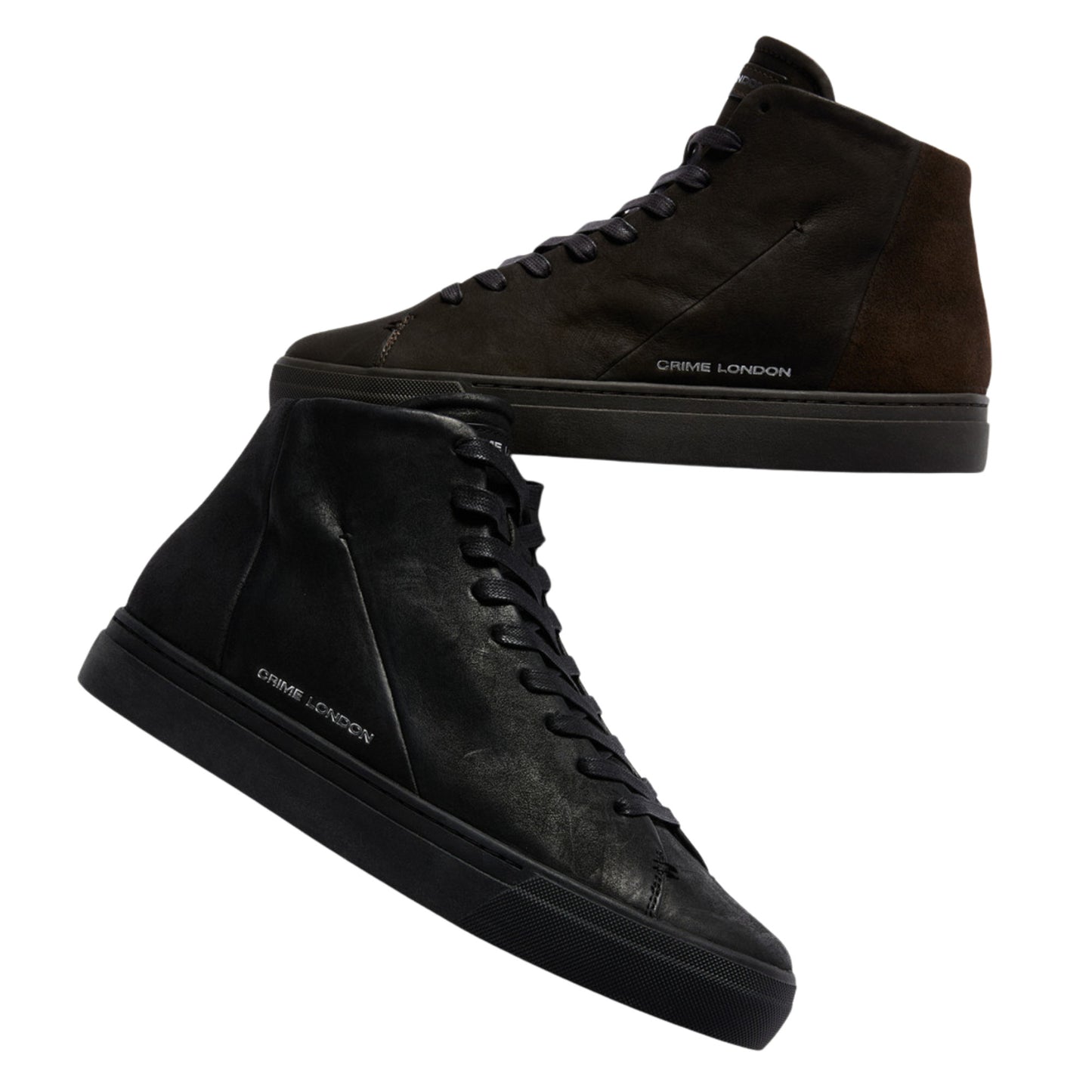 Crime London Kane Dusty Black 10830 sneaker alta uomo in pelle nera con zip 