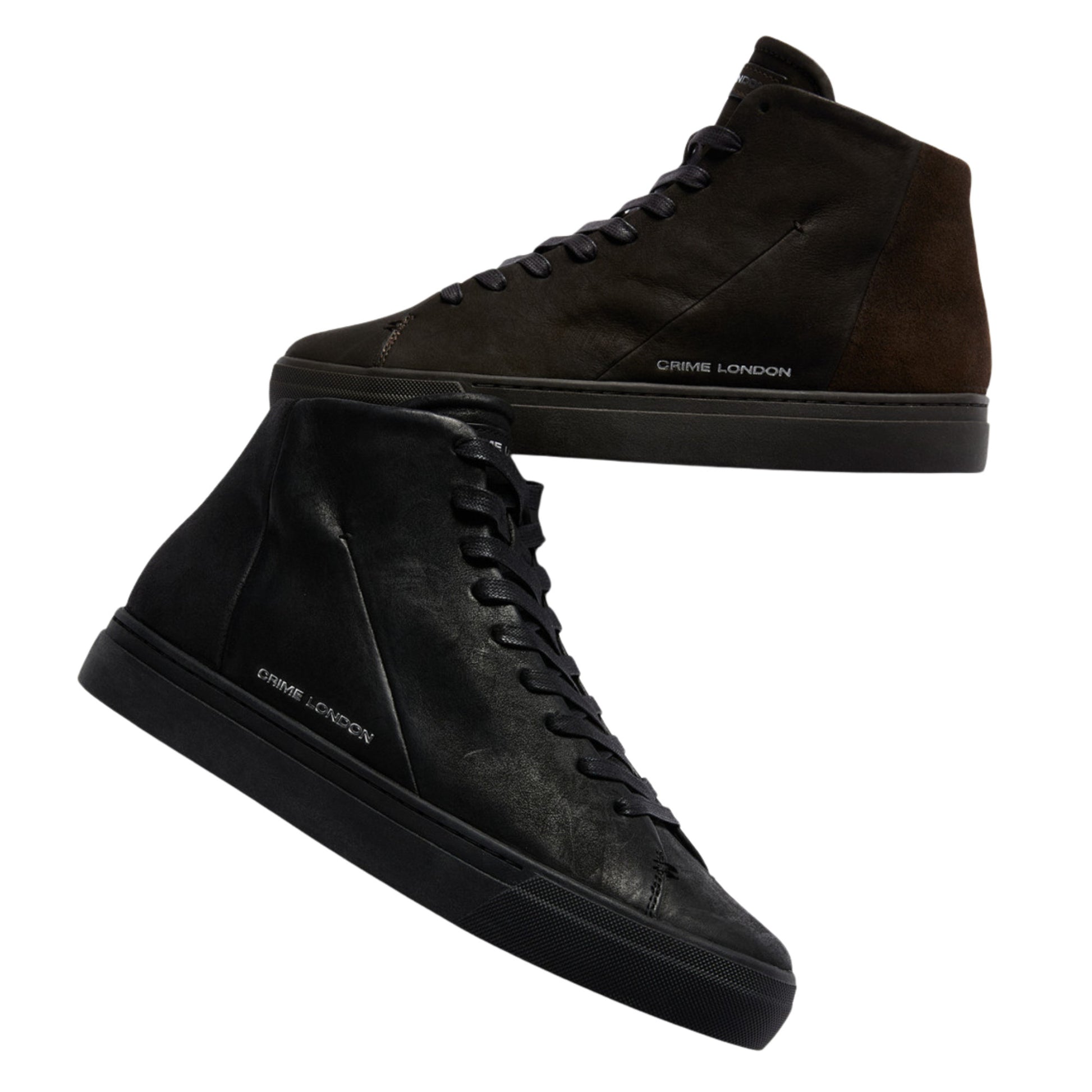 Crime London Kane Dusty Black 10830 sneaker alta uomo in pelle nera con zip 