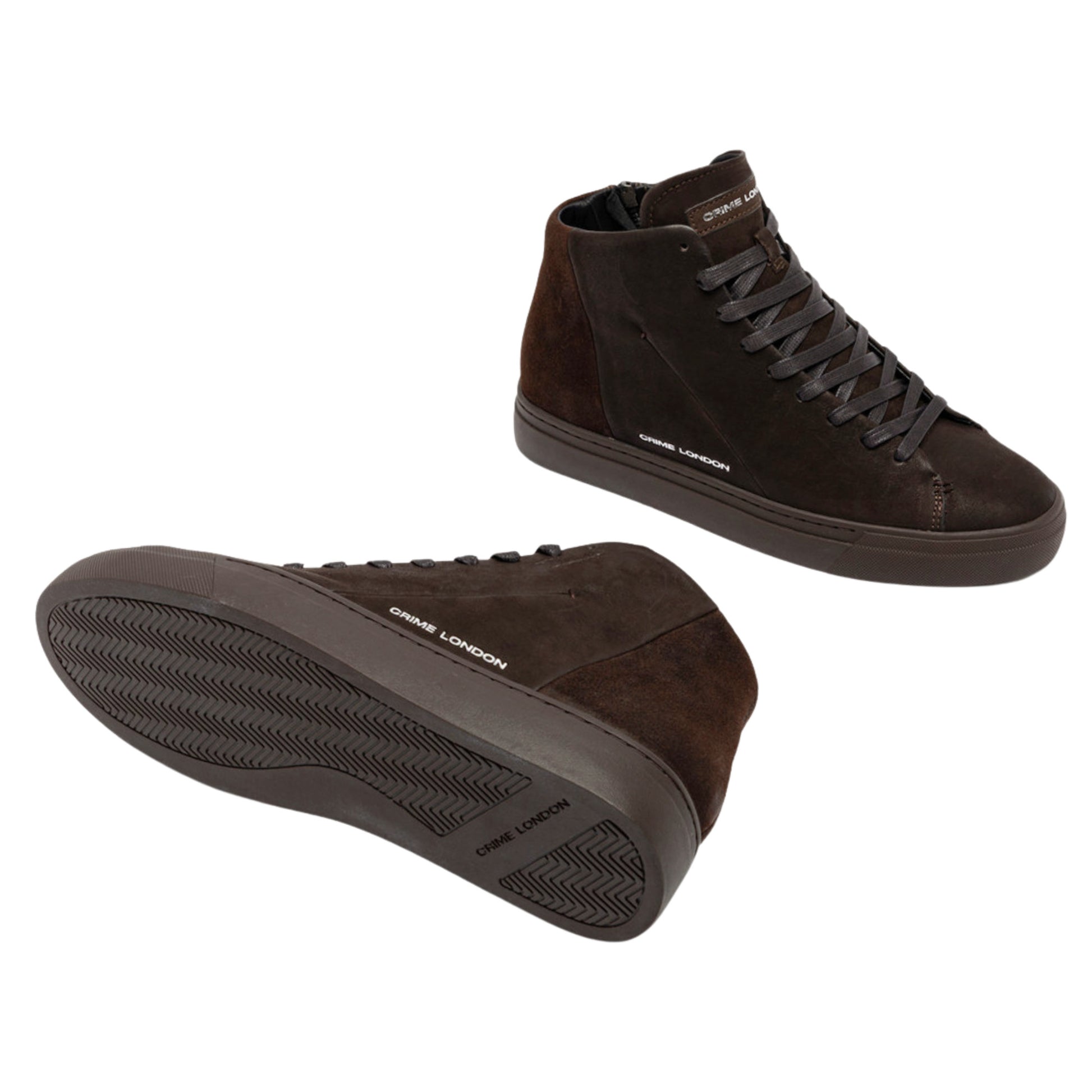 Crime London Kane Dusty Brown 10831 sneaker alta uomo in pelle marrone con zip 