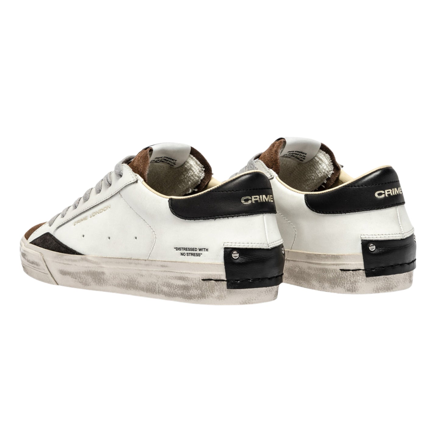 Crime London Distressed 2.0 Downtown Brown 11072 sneaker uomo in pelle bianca e camoscio marrone 