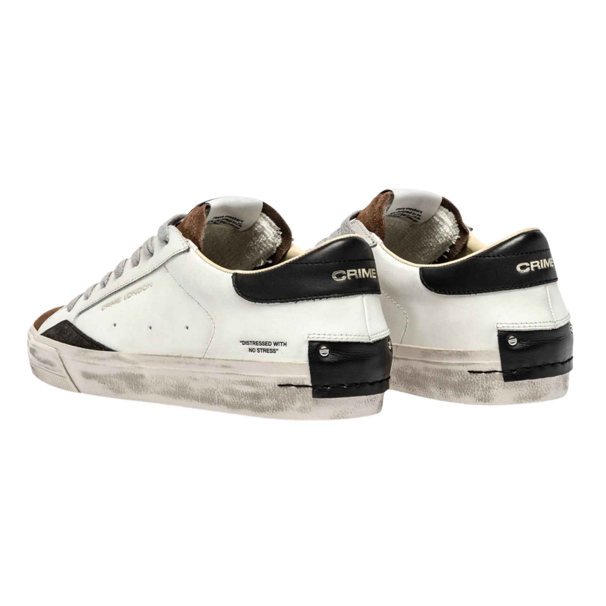 Crime London Distressed 2.0 Downtown Brown 11072 sneaker uomo in pelle bianca e camoscio marrone 