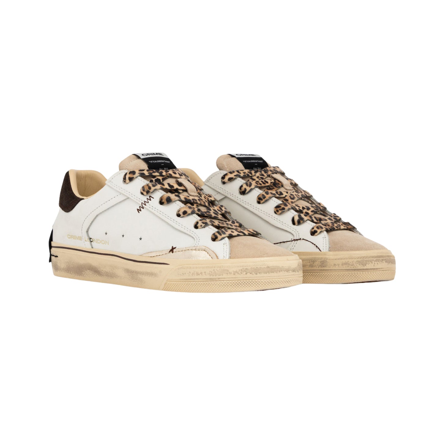 Crime London Deconstructed Urban Wild 23071 sneaker donna in pelle bianca con lacci maculati 