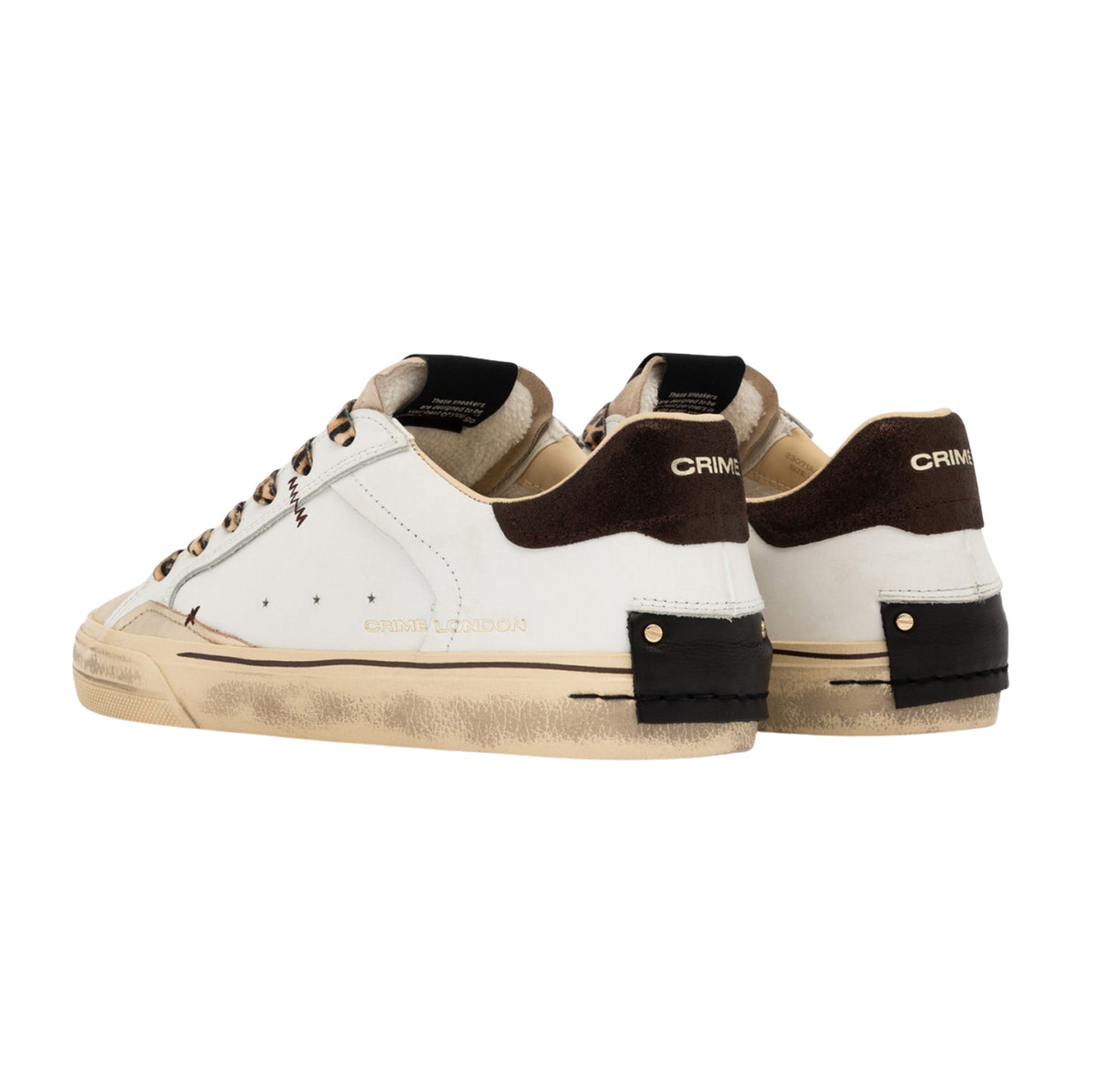 Crime London Deconstructed Urban Wild 23071 sneaker donna in pelle bianca con lacci maculati 