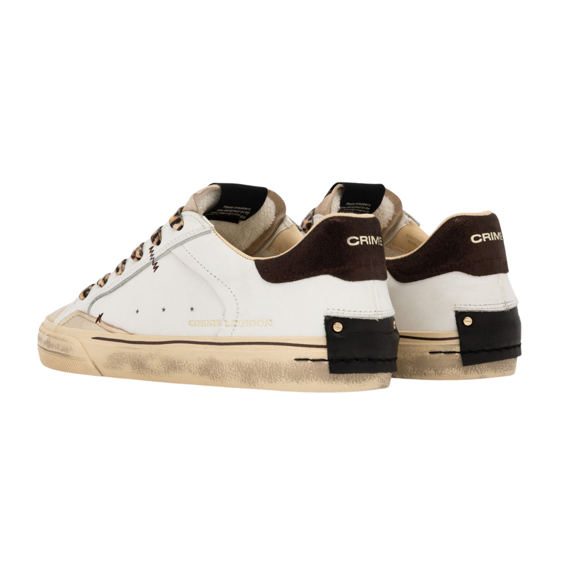 Crime London Deconstructed Urban Wild 23071 sneaker donna in pelle bianca con lacci maculati 