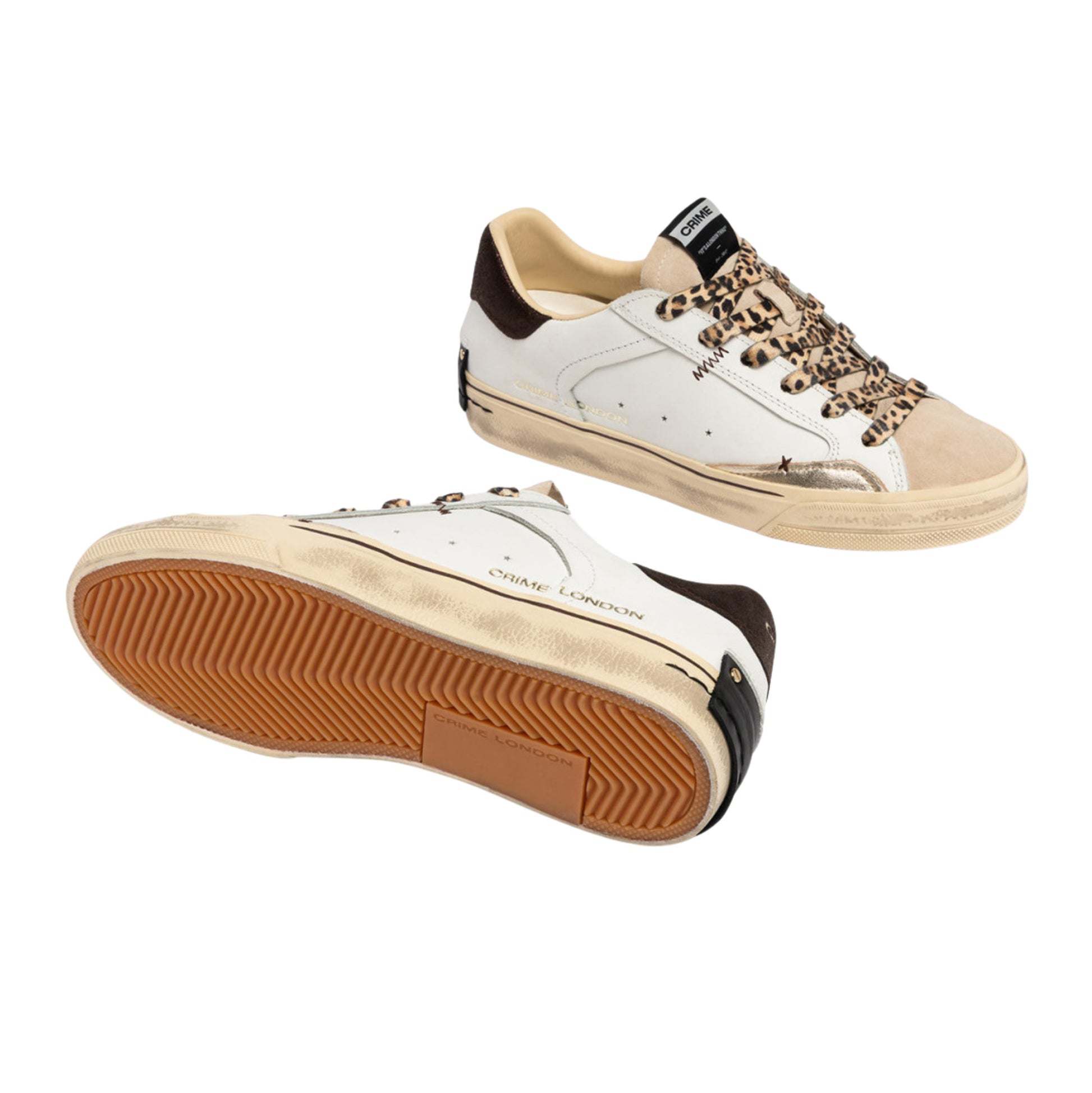 Crime London Deconstructed Urban Wild 23071 sneaker donna in pelle bianca con lacci maculati 