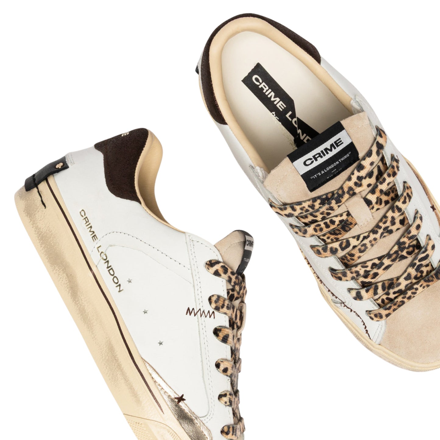 Crime London Deconstructed Urban Wild 23071 sneaker donna in pelle bianca con lacci maculati 