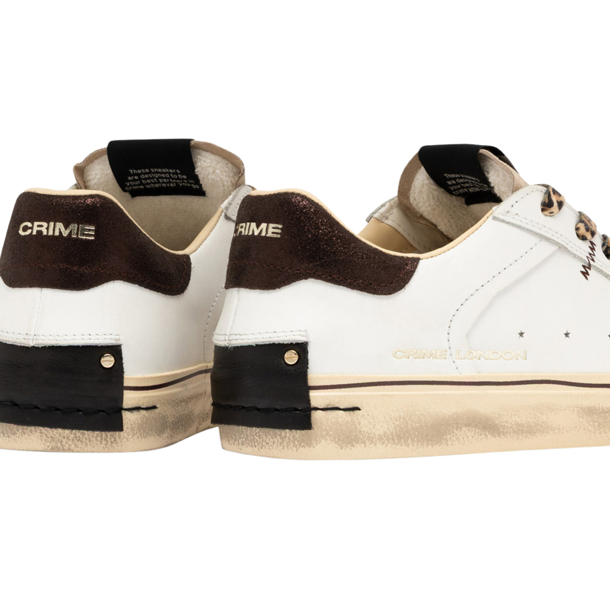 Crime London Deconstructed Urban Wild 23071 sneaker donna in pelle bianca con lacci maculati 