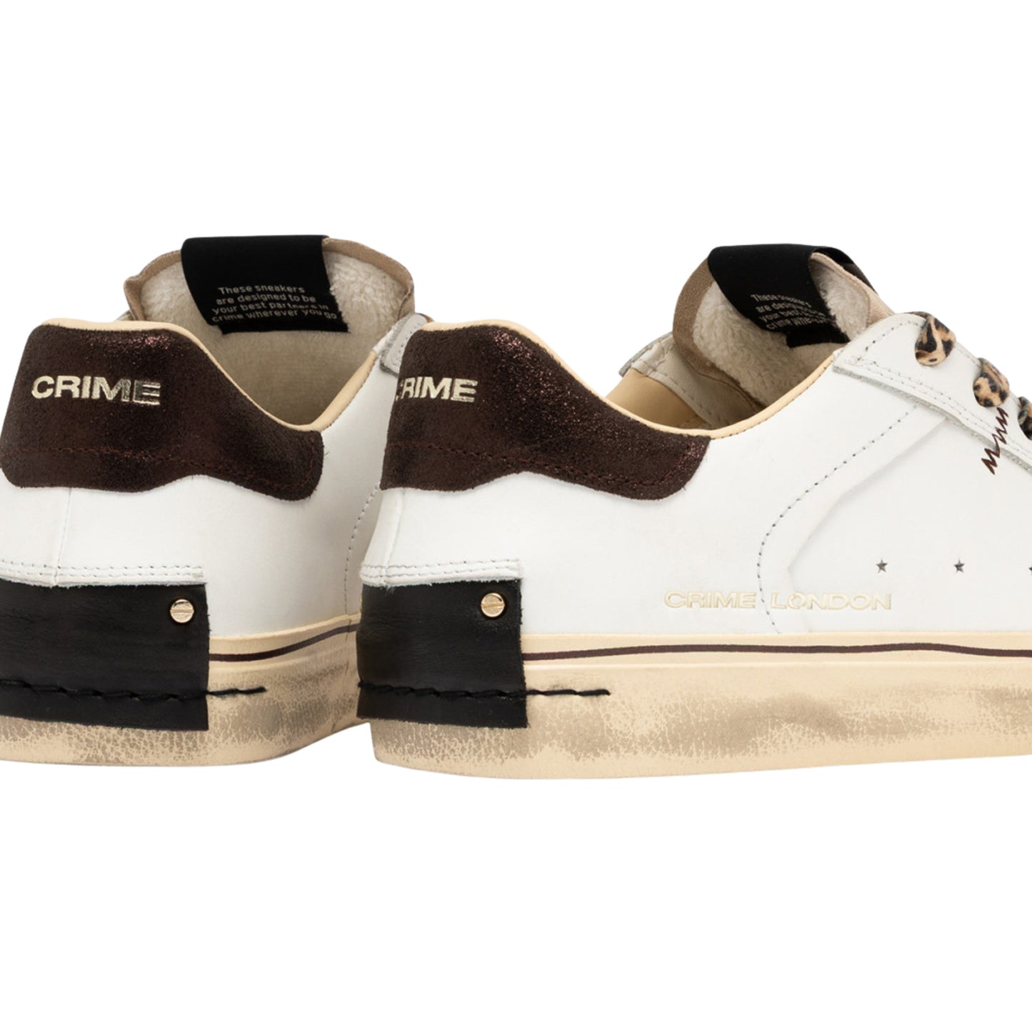 Crime London Deconstructed Urban Wild 23071 sneaker donna in pelle bianca con lacci maculati 