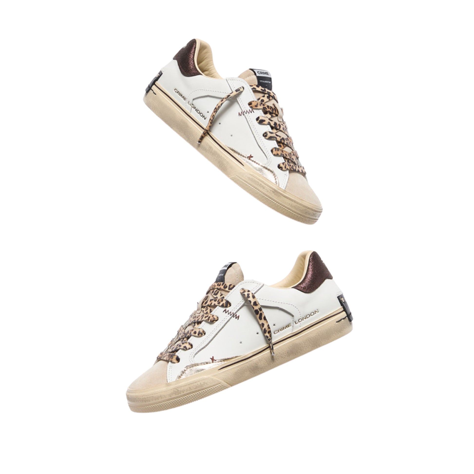 Crime London Deconstructed Urban Wild 23071 sneaker donna in pelle bianca con lacci maculati 