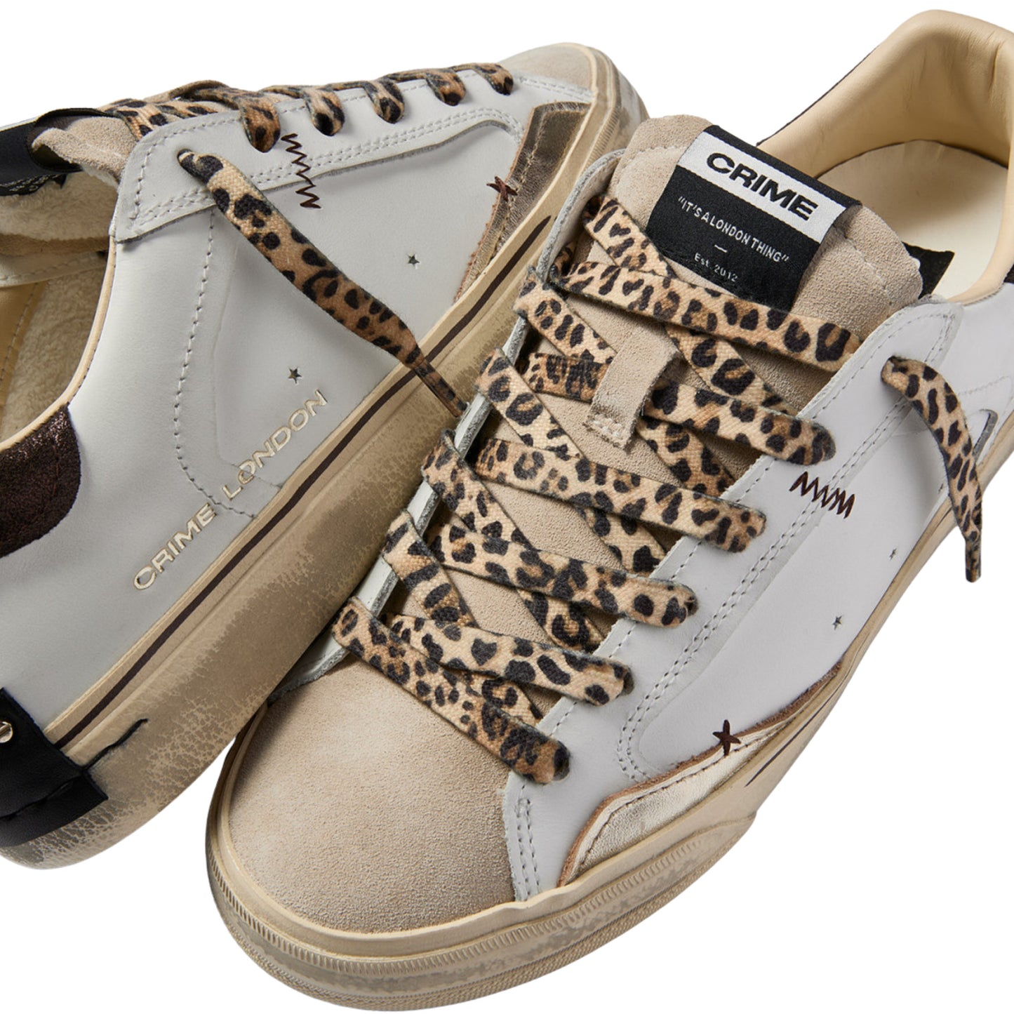 Crime London Deconstructed Urban Wild 23071 sneaker donna in pelle bianca con lacci maculati 