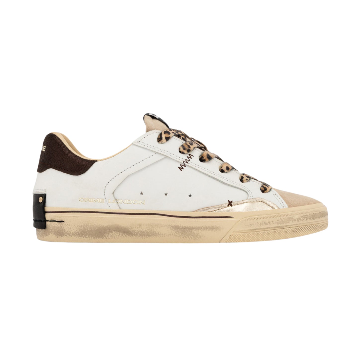 Crime London Deconstructed Urban Wild 23071 sneaker donna in pelle bianca con lacci maculati 