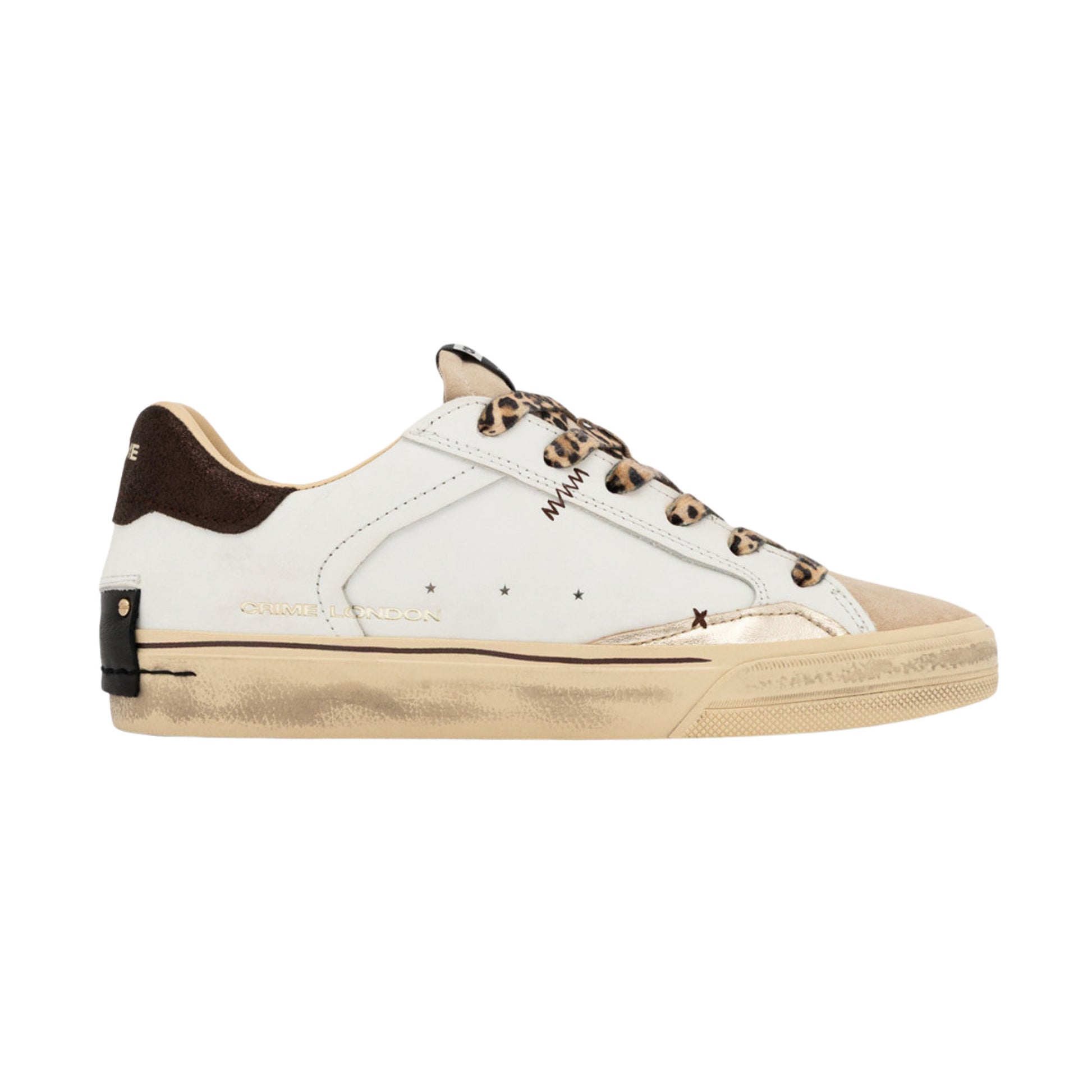 Crime London Deconstructed Urban Wild 23071 sneaker donna in pelle bianca con lacci maculati 