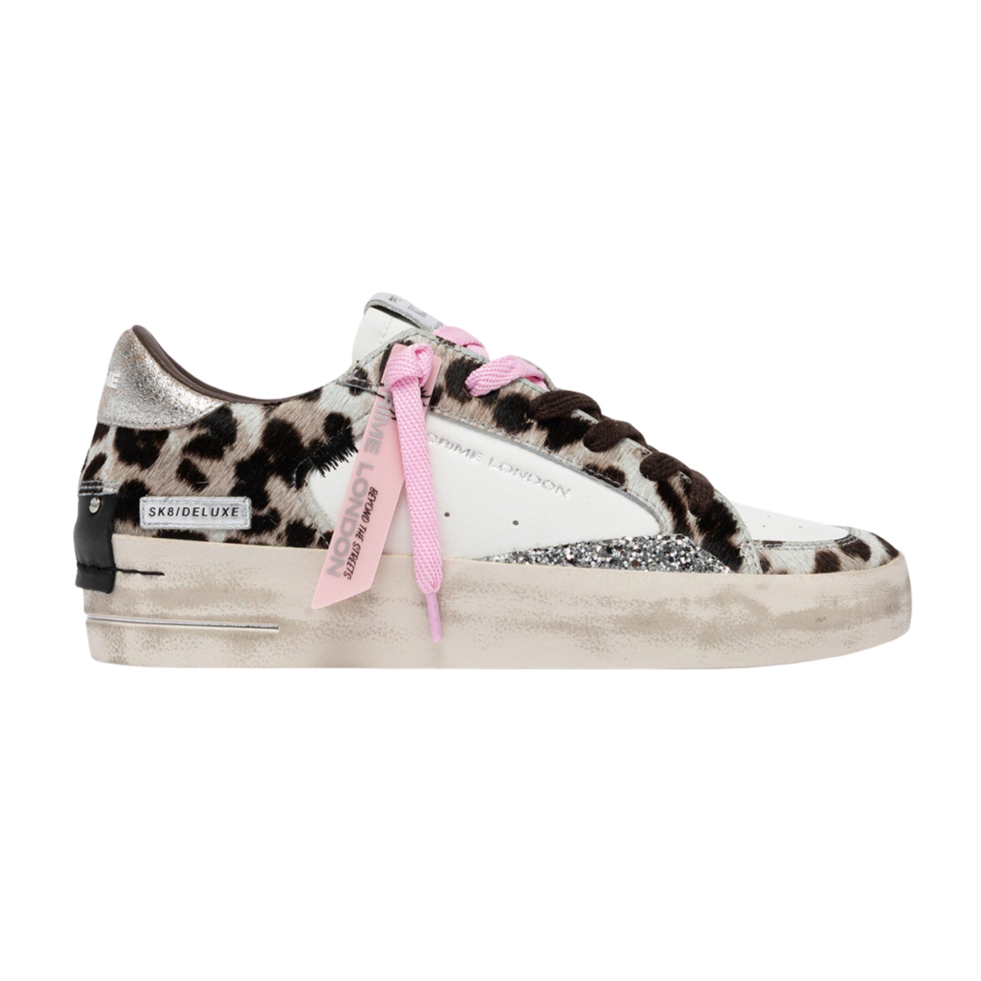 Crime London Sk8 Deluxe Wedge Pink Hyena 23151 sneaker donna animalier 