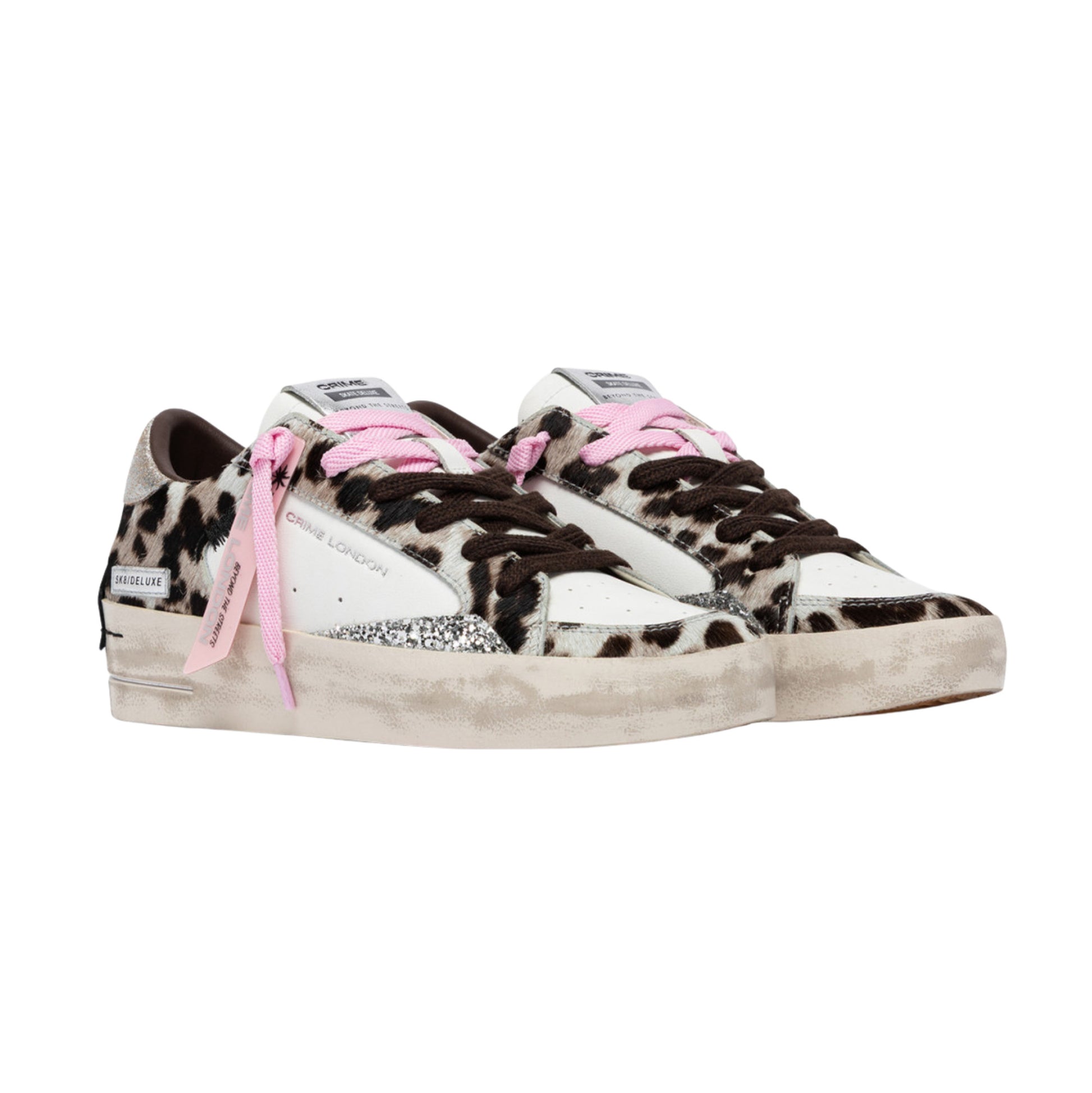 Crime London Sk8 Deluxe Wedge Pink Hyena 23151 sneaker donna animalier 