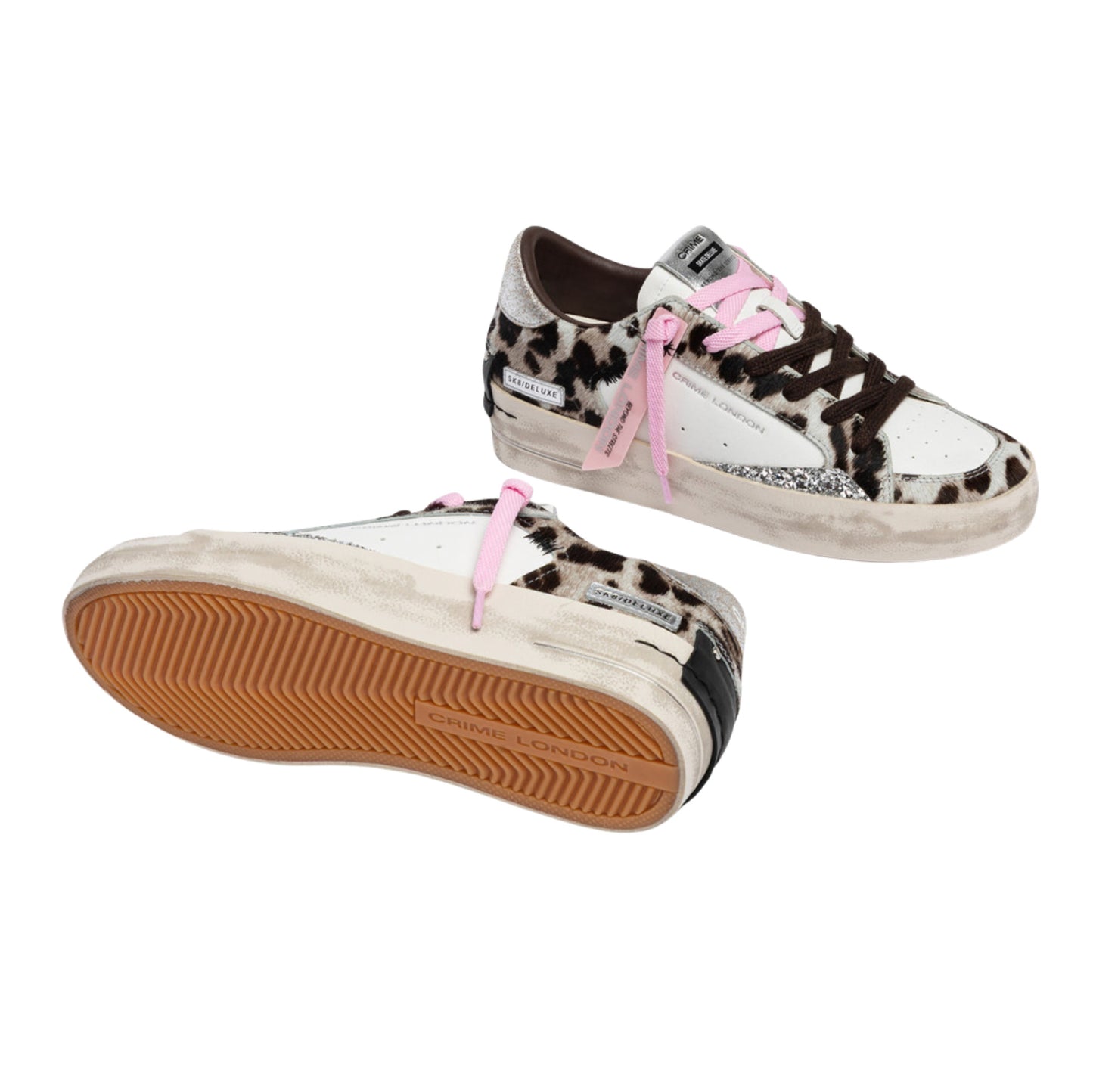 Crime London Sk8 Deluxe Wedge Pink Hyena 23151 sneaker donna animalier 