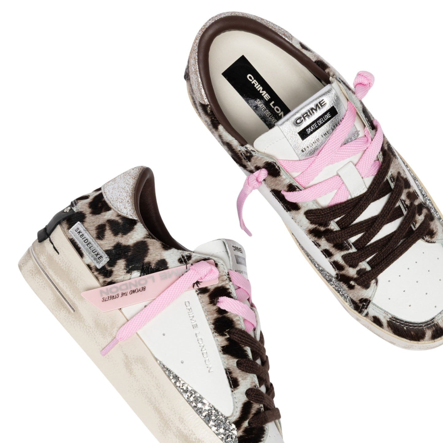 Crime London Sk8 Deluxe Wedge Pink Hyena 23151 sneaker donna animalier 