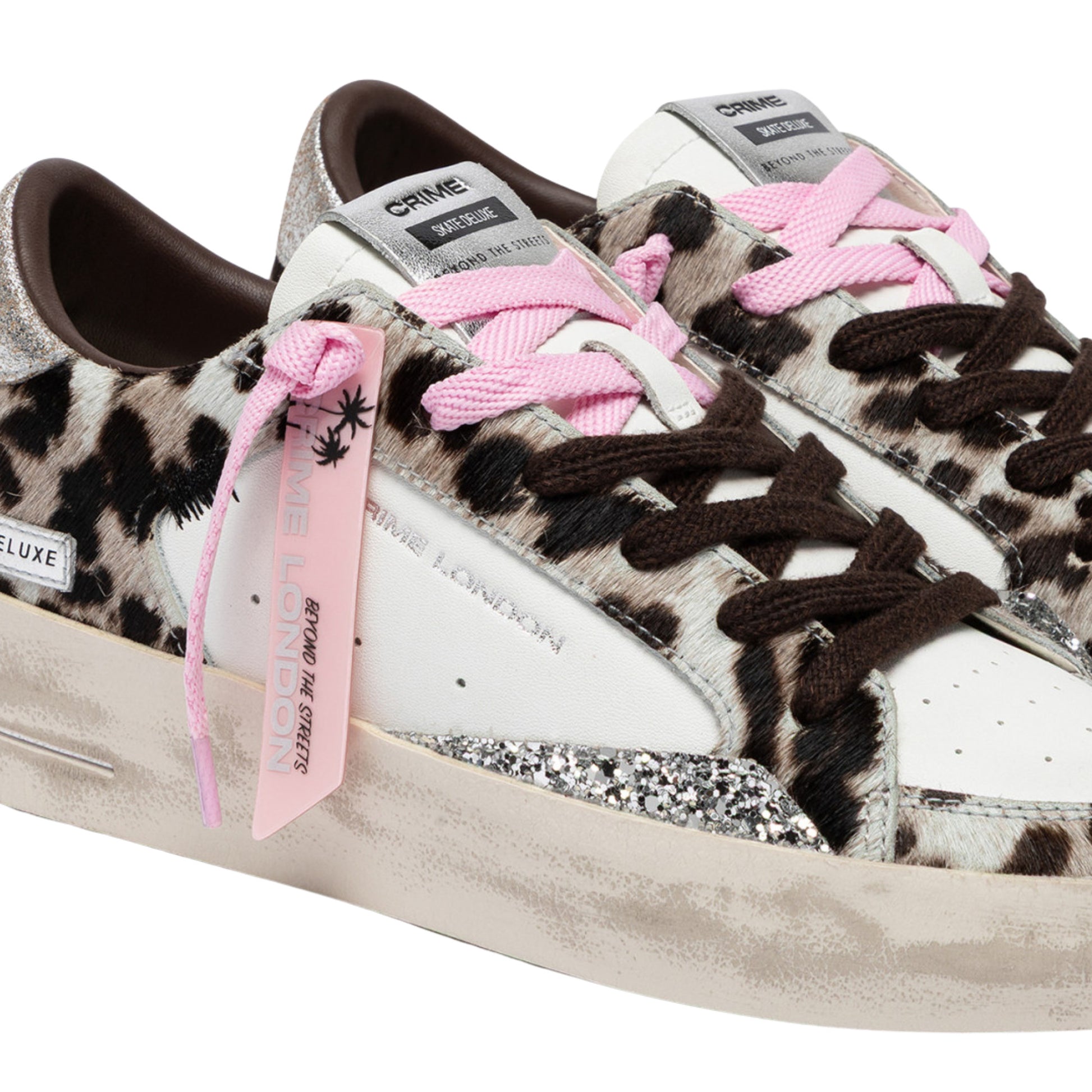 Crime London Sk8 Deluxe Wedge Pink Hyena 23151 sneaker donna animalier 