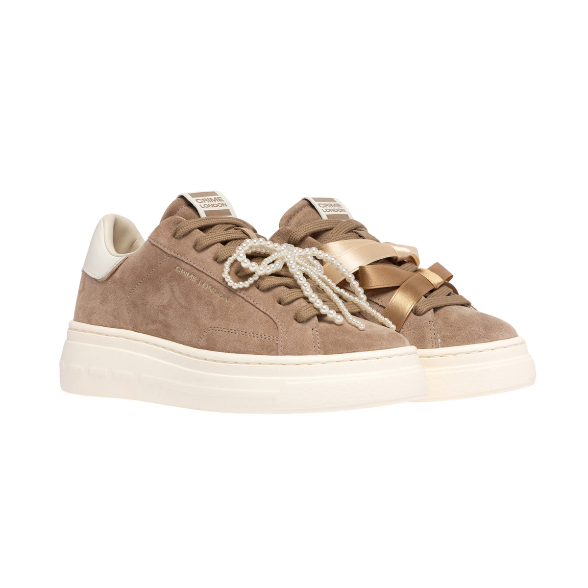 Crime London New Elevate White Amber 23750 sneaker donna in camoscio tortora 