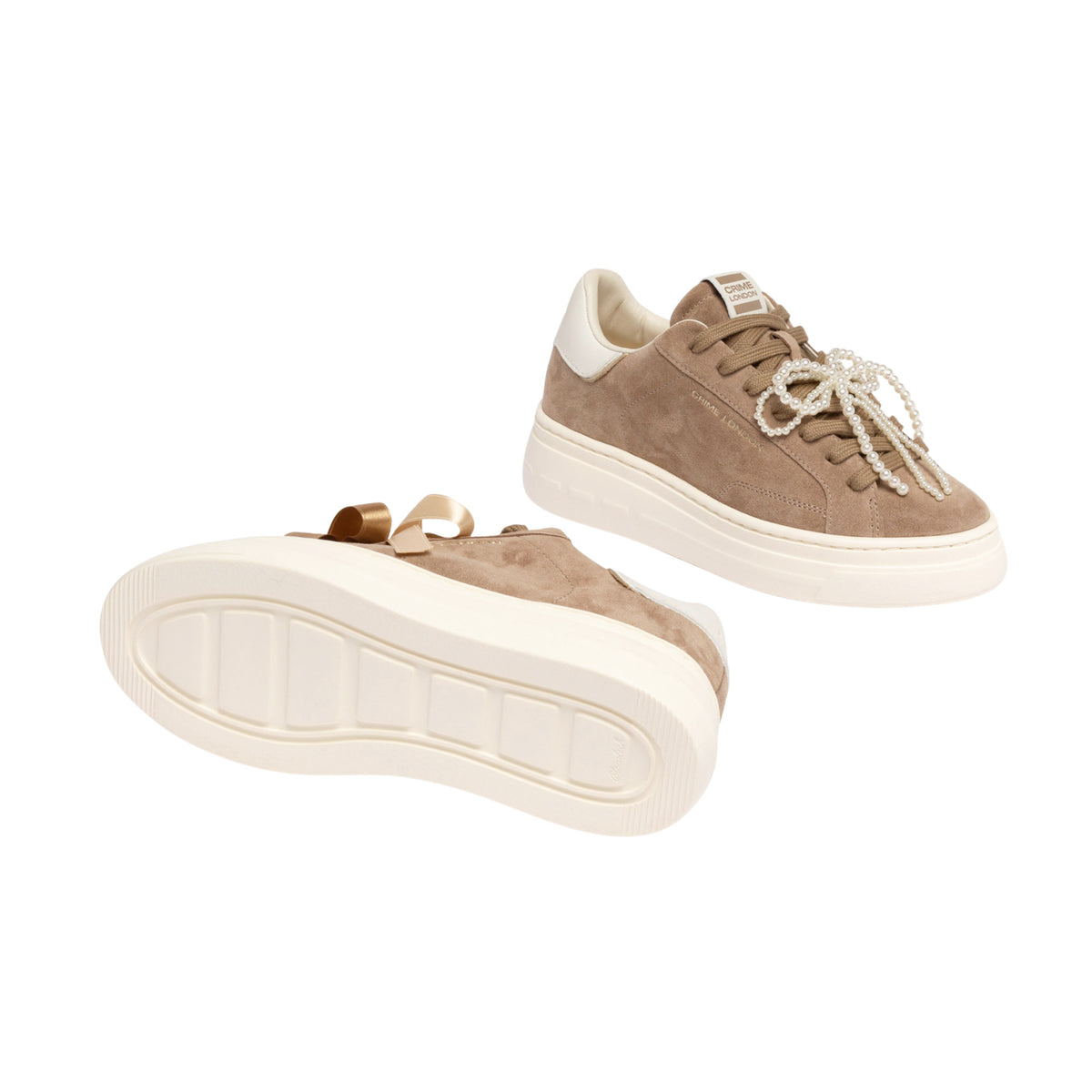 Crime London New Elevate White Amber 23750 sneaker donna in camoscio tortora 
