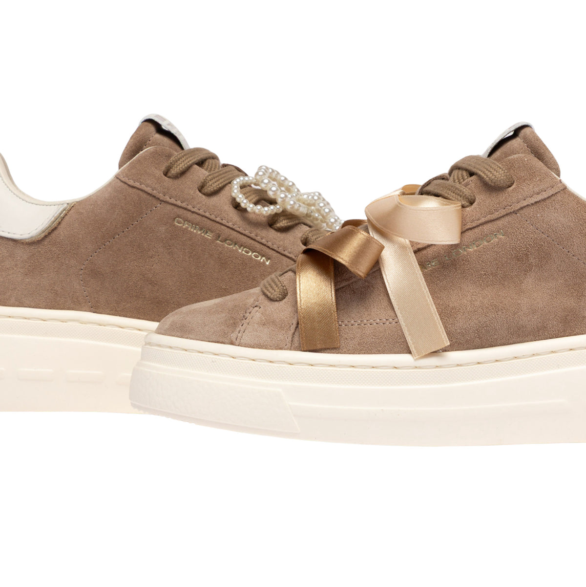 Crime London New Elevate White Amber 23750 sneaker donna in camoscio tortora 