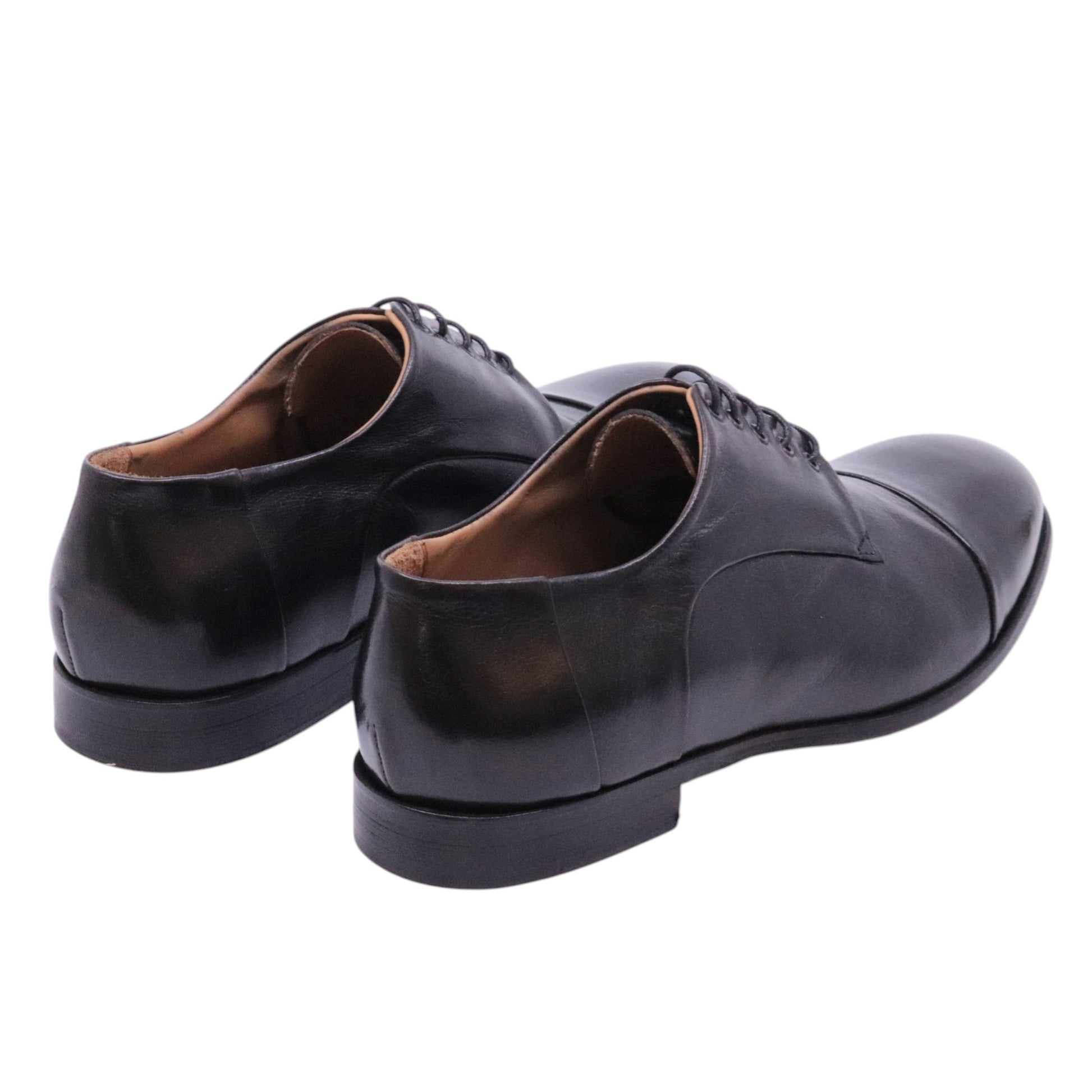 Crispiniano 124-1 Bufalo Nero F Cuoio Clipper derby uomo in pelle nera Made in Italy 