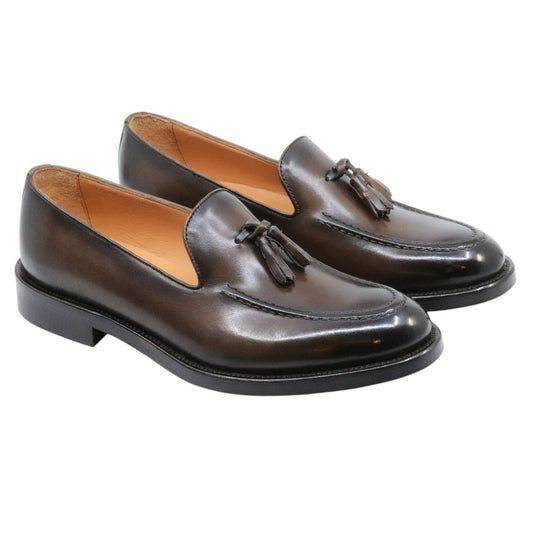Crispiniano 3509 Crust Brown F. Cuoio Clipper mocassino uomo in pelle marrone Made in Italy 
